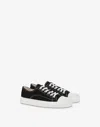 Moschino Lace-up Canvas Sneakers In Black