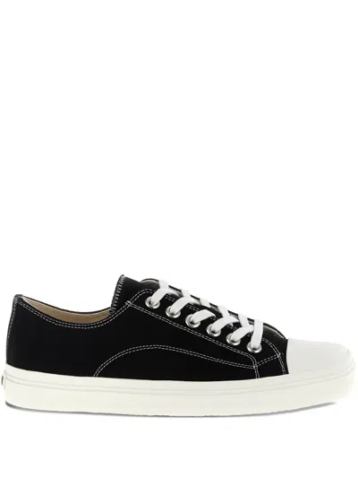 Moschino Edge Contrast-stitch Canvas Trainers In Black