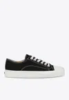 Moschino Stitched Canvas Low-top Sneakers With Rubber Sole In Black