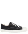 Moschino Stitched Canvas Low-top Sneakers With Rubber Sole In Black