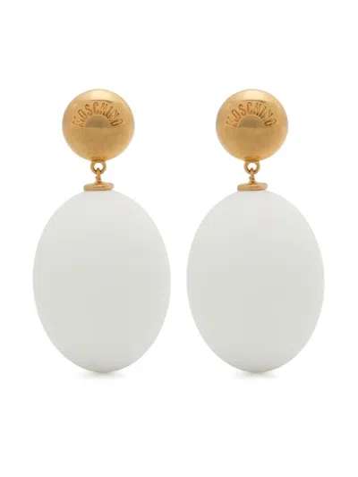 Moschino Egg-pendant Earrings In Gold