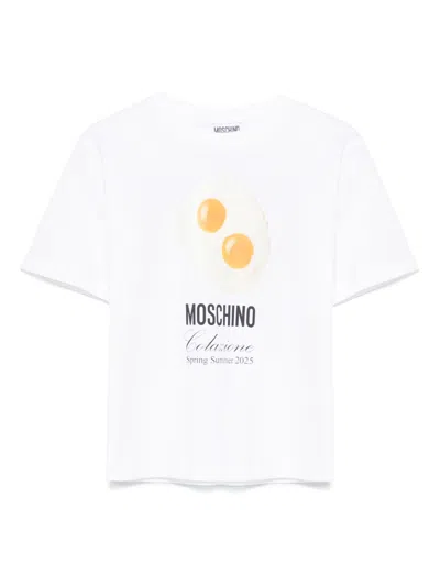 Moschino Kids' Egg-print T-shirt In White