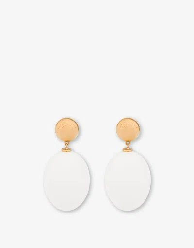 Moschino Eggs Pendant Earrings In White