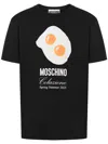 Moschino Black Cotton T-shirt With Fried Egg Print