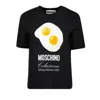 Moschino Black Cotton T-shirt With Fried Egg Print In Black