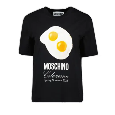 MOSCHINO EGGS PRINTED CREWNECK T-SHIRT