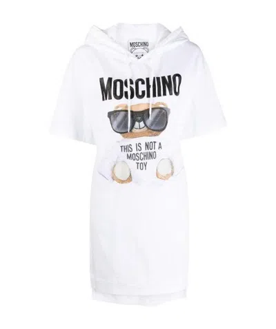 Moschino Elastic Knitted Dress In White