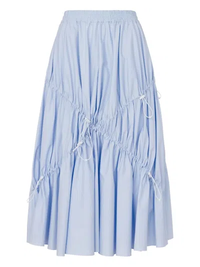 Moschino Cotton Midi Skirt Elastic Drawstring Waist In Blue