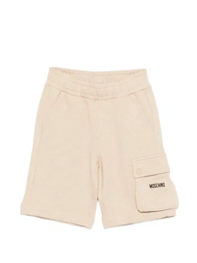 Moschino Kids' Elastic Waist Shorts In Neutral