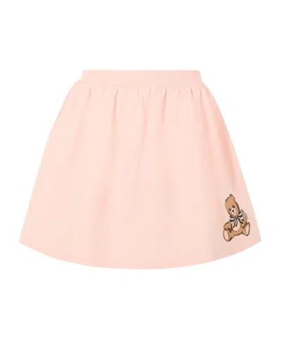 Moschino Kids' Elastic Waist Skirt In Pink