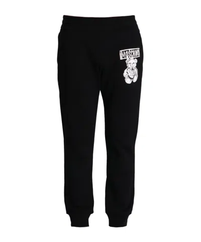Moschino Logo Print Tracksuit Bottoms In Black