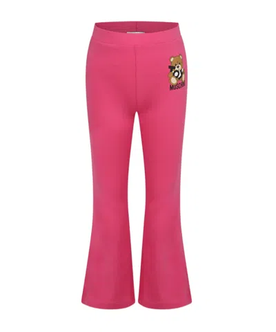 Moschino Kids' Elastic Waist Sweatpants In Fuchsia