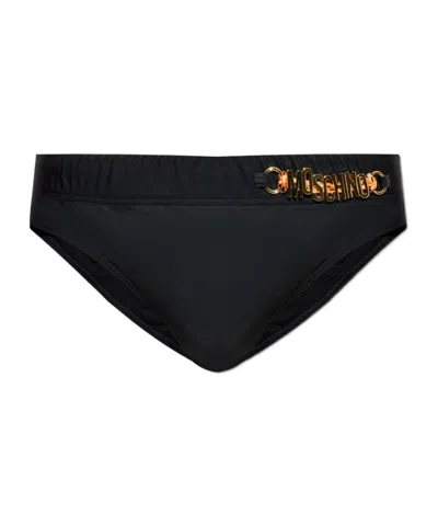 Moschino Elastic Waist Swimming Trunks In Black
