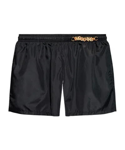 Moschino Elastic Waist Swimming Trunks In Black