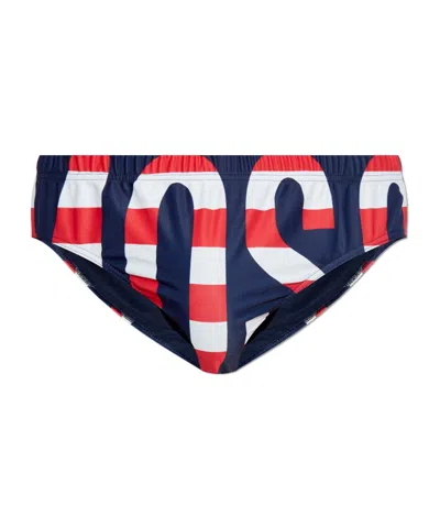 Moschino Elastic Waist Swimming Trunks In Blue