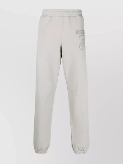 Moschino Elasticated Ankle Straight Fit Trousers In White