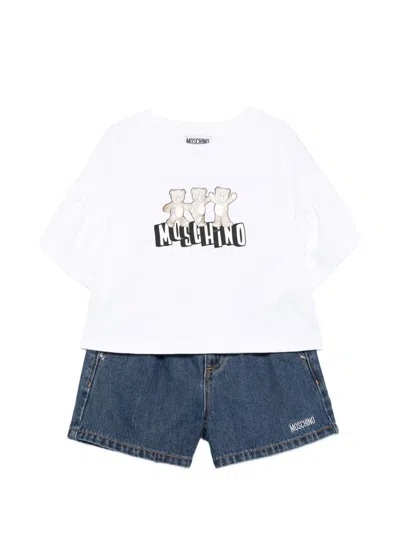 Moschino Kids' Elasticated Shorts And T-shirt Set In Multi