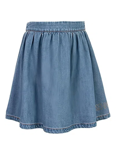 Moschino Kids' Elasticated Skirt In Blue