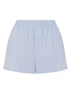 Moschino Striped Poplin Shorts Goose Embroidery In Blue