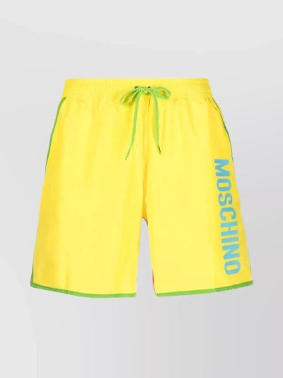 Moschino Elasticated Waistband Thigh-length Swimwear In Yellow