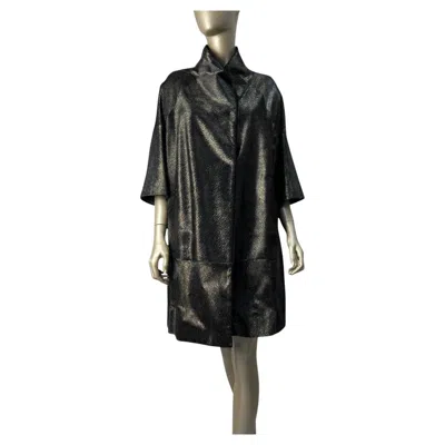 Pre-owned Moschino Elegant  Fur & Leather Coat - It Size 42 In Black
