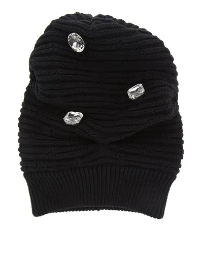 Moschino Crystal-embellished Cotton Beanie In Black