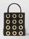Moschino Structured Black Leather Bag With Gold Grommet Details
