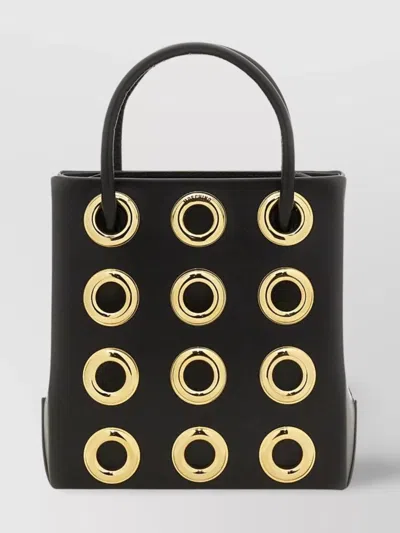 Moschino Embellished Circle Leather Shoulder Bag In Black