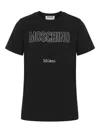 Moschino Organic Cotton Jersey T-shirt Decorated In Black