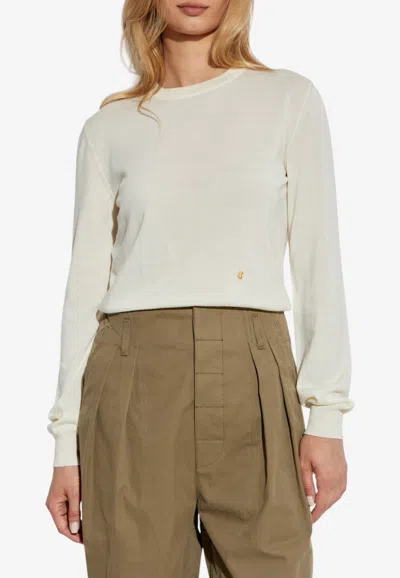 Moschino Embellished M Knit Sweater In Neutral