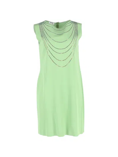 Pre-owned Moschino Embellished Mini Dress In Green