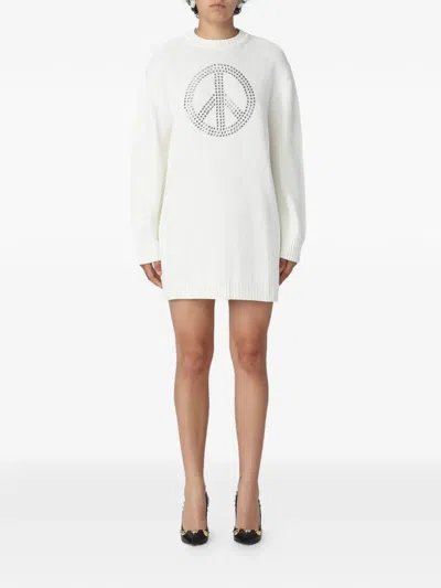 Moschino Peace Symbol Short Oversized Dress In White