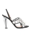 Moschino Black Maxi Crystal Slingback Heels In White