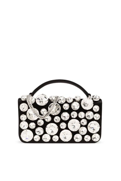 Moschino Embellished Top Handle Bag In Black