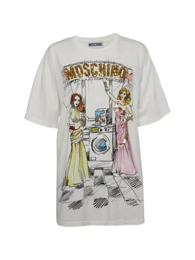 Pre-owned Moschino Embellished T-shirt In White