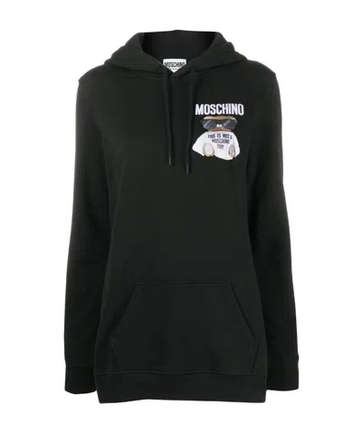 Moschino Emblem Printed Sweater In Black