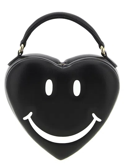 Moschino Embossed Heart-shaped Shoulder Bag In Black
