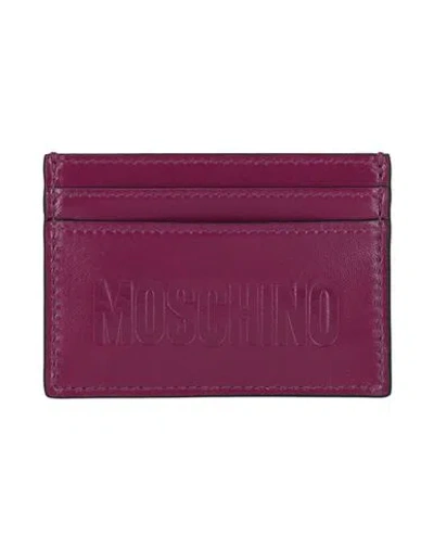 Moschino Embossed Logo Card Holder In Purple