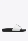Moschino Logo-embossed Faux-leather Slides In White