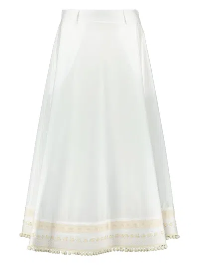 Moschino Embroidered A-line Skirt In White