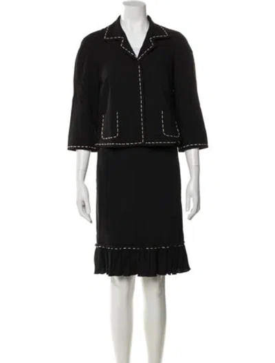Pre-owned Moschino Embroidered Accent Skirt Suit In Black