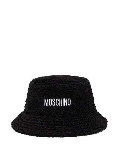 Moschino Embroidered Bucket Hat In Black