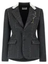 Moschino Embroidered Wool Canvas Jacket With Notch Lapel In Black