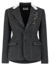 Moschino Embroidered Canvas Blazer In Gray