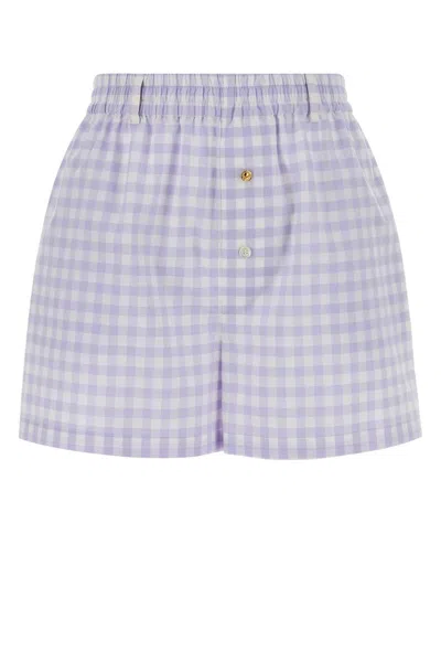 Moschino Embroidered Checked Cotton Shorts