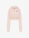 Moschino Embroidered Cotton Crop Sweatshirt In Pink