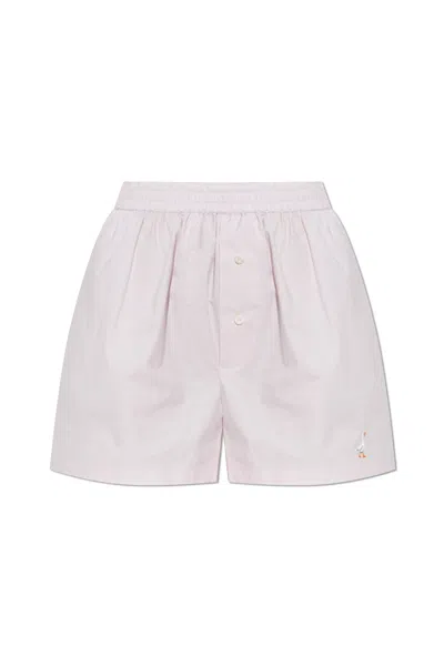 Moschino Goose-embroidered Shorts In Pink