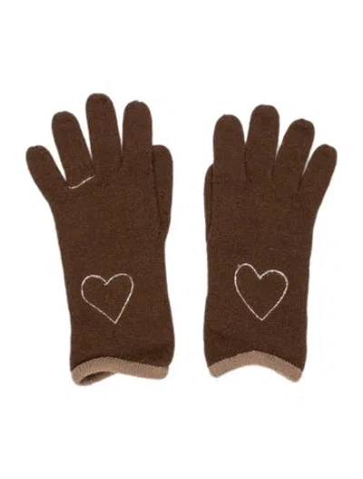 Pre-owned Moschino Embroidered Fur Gloves In Brown