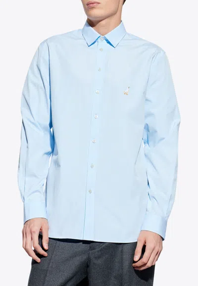 Moschino Embroidered Goose Shirt In Blue