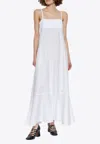 Moschino Embroidered Goose Strappy Midi Dress In White